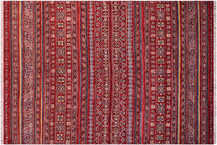 handmade Geometric Kurjean Red Gold Hand Knotted RECTANGLE 100% WOOL area rug 5x6