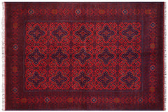 handmade Tribal Biljik Khal Mohammadi Red Blue Hand Knotted RECTANGLE 100% WOOL area rug 6x10
