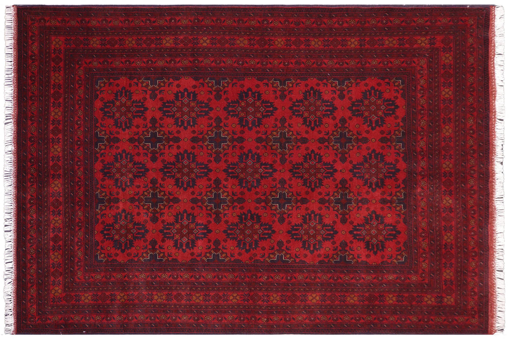 handmade Tribal Biljik Khal Mohammadi Red Blue Hand Knotted RECTANGLE 100% WOOL area rug 6x8