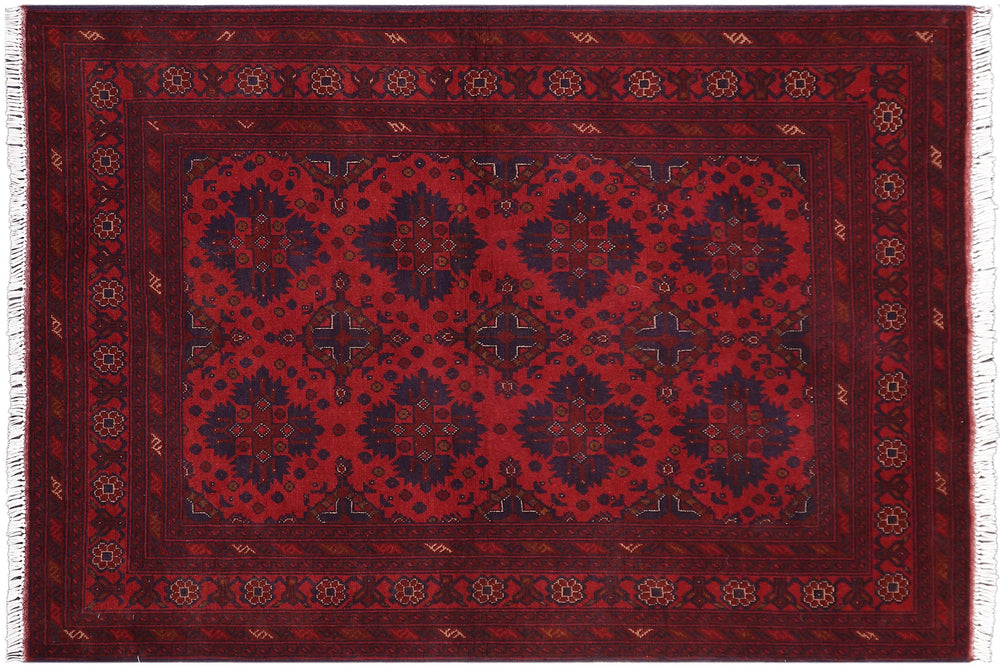 handmade Tribal Biljik Khal Mohammadi Red Blue Hand Knotted RECTANGLE 100% WOOL area rug 4x6