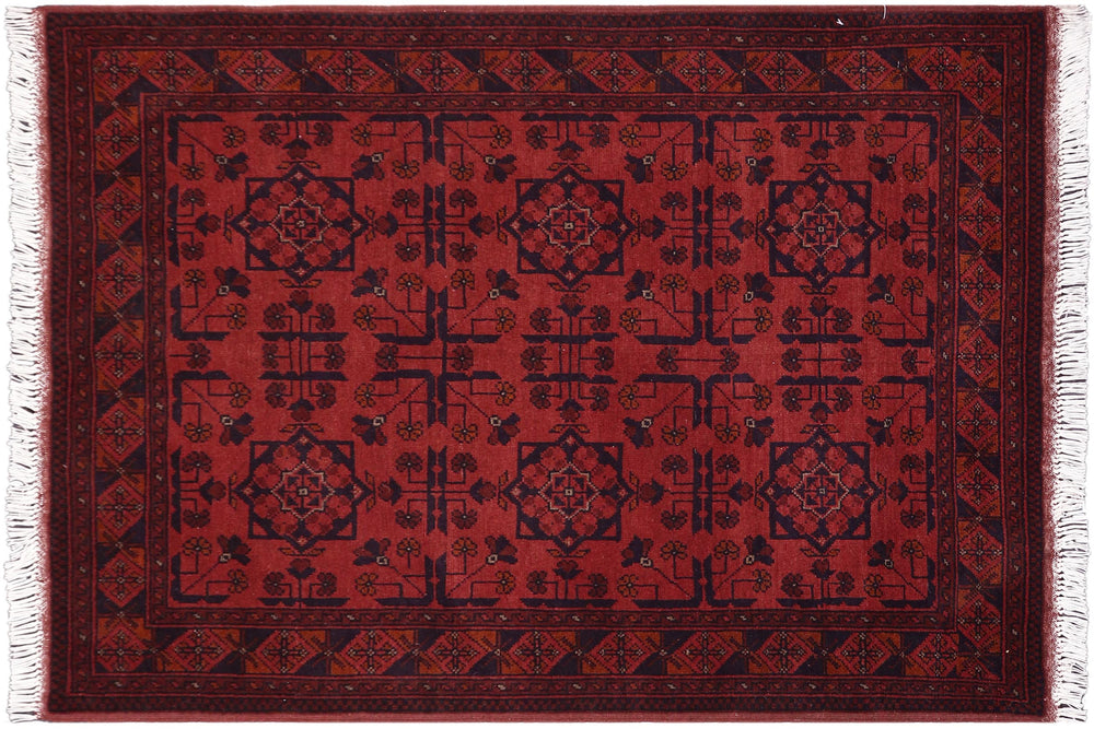 handmade Tribal Biljik Khal Mohammadi Red Blue Hand Knotted RECTANGLE 100% WOOL area rug 3x5