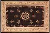 10x14 hand knotted Ziegler wool rug in brown and beige - Eclectic Ziegler Jana