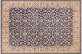 9x12 hand knotted transitional wool rug in blue and beige - Bohemian Alayna