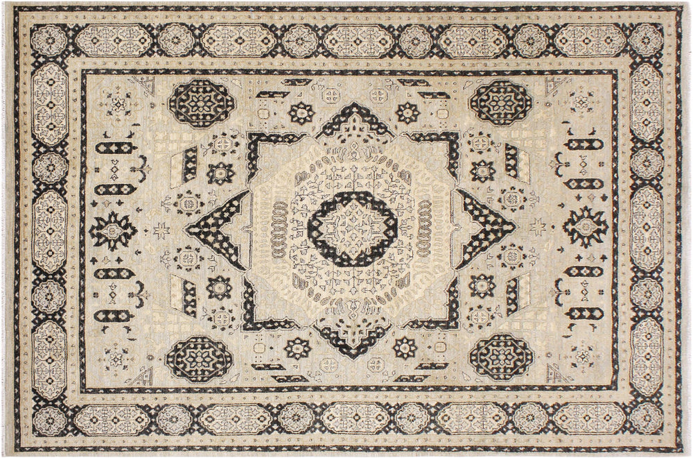 handmade Geometric Mamluk Gray Black Hand Knotted RECTANGLE 100% WOOL area rug 9 x 12