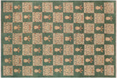10x14 hand knotted modern wool rug in green and tan - Chic Drake