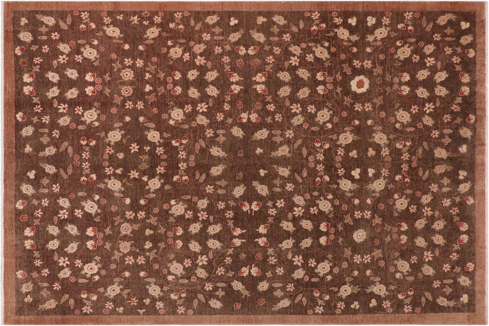 handmade Modern Kafkaz Brown Rust Hand Knotted RECTANGLE 100% WOOL area rug 10' x 14'