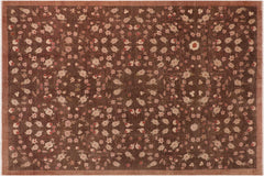 handmade Modern Kafkaz Brown Rust Hand Knotted RECTANGLE 100% WOOL area rug 10' x 14'
