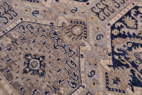 handmade Transitional Kafkaz Blue Beige Hand Knotted RECTANGLE 100% WOOL area rug 5' x 7'