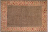 10x14 hand knotted modern wool rug in brown and beige - Modern Elvira