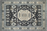 9x12 hand knotted Mamluk wool rug in black and beige - Bohemian Mamluk Sherrill