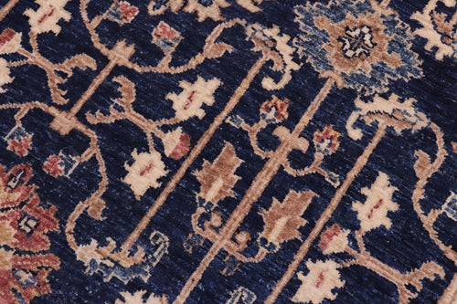 handmade Transitional Kafkaz Blue Brown Hand Knotted RECTANGLE 100% WOOL area rug 5' x 7'