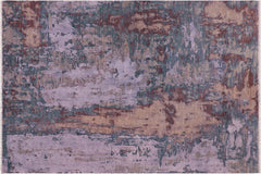 handmade Modern Modern Blue Brown Hand Knotted RECTANGLE WOOL&SILK area rug 8' x 10'