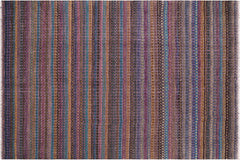 handmade Geometric Berjusta Purple Blue Hand Knotted RECTANGLE WOOL&SILK area rug 9' x 12'