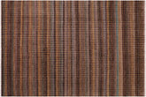 9x12 hand knotted high low wool rug in brown and blue - Boho Danielle