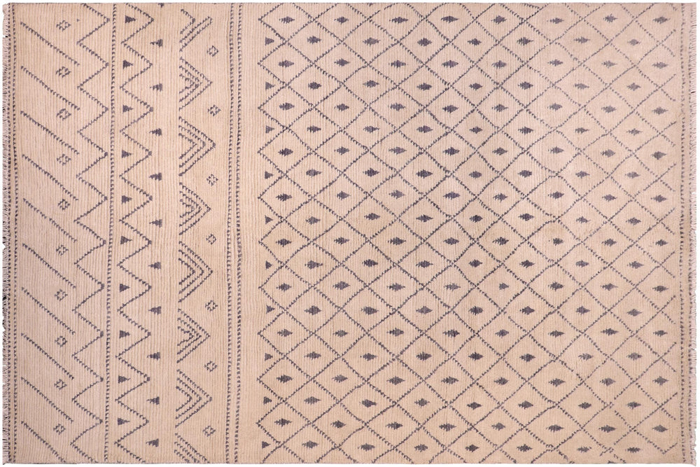 handmade Geometric Berjusta Beige Gray Hand Knotted RECTANGLE 100% WOOL area rug 8' x 10'