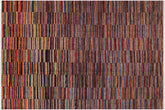 9x12 hand knotted high low wool rug in rust and blue - Tribal Reynaldo