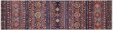 handmade Geometric Kurjean Blue Red Hand Knotted RUNNER 100% WOOL area rug 3x10
