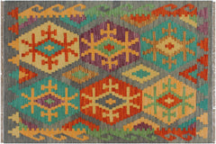 handmade Geometric Kilim Gray Rust Hand-Woven RECTANGLE 100% WOOL area rug 3 x 4