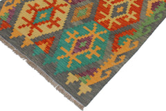 handmade Geometric Kilim Gray Rust Hand-Woven RECTANGLE 100% WOOL area rug 3 x 4