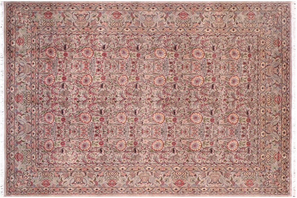 handmade Transitional Rosheen Gray Gray Hand Knotted RECTANGLE 100% WOOL area rug 10x14