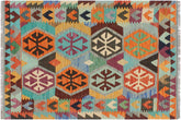 handmade Geometric Kilim Gray Rust Hand-Woven RECTANGLE 100% WOOL area rug 3 x 5