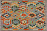 4x5 hand woven Turkish Kilim wool rug in rust and purple - Chic Adelia Turkish