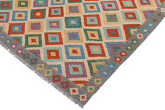 handmade Geometric Kilim Beige Gray Hand-Woven RECTANGLE 100% WOOL area rug 6 x 8