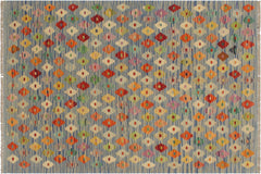 handmade Modern Kilim Blue Rust Hand-Woven RECTANGLE 100% WOOL area rug 3x5