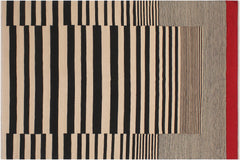 handmade Modern Kilim Beige Black Hand-Woven RECTANGLE 100% WOOL area rug 6x8