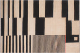 handmade Modern Kilim Ivory Black Hand-Woven RECTANGLE 100% WOOL area rug 6' x 8'