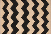 6x8 hand woven Turkish Flat Weave Kilim wool rug in beige and black - Chic Turkish Renato