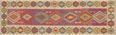 3x10 hand woven Turkish Kilim wool runner rug in purple and beige - Tribal Turkish Truman