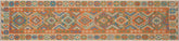 3x13 hand woven Turkish Kilim wool runner rug in blue and beige - Chic Turkish Venetta