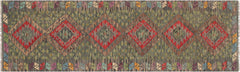 handmade Geometric Kilim Red Charcoal Hand-Woven RUNNER 100% WOOL area rug 3' x 10'