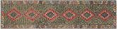 2x10 hand woven Turkish Kilim wool runner rug in gray and red - Chic Turkish Shanta