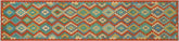 3x13 hand woven Turkish Kilim wool runner rug in rust and blue - Rustic Candace Turkish