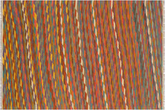 handmade Modern Kilim Rust Blue Hand-Woven RECTANGLE 100% WOOL area rug 6x8