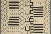 5x7 hand woven Turkish Flat Weave Kilim wool rug in beige and black - Modern Turkish Jude