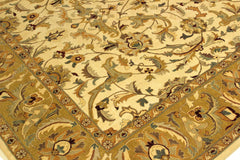 handmade Traditional Ivory Gold Hand Knotted RECTANGLE 100% WOOL area rug 10' x 14'