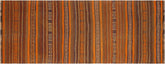 4x9 hand woven Turkish Kilim wool runner rug in orange and brown - Antique Tribal Turkish Julianna