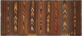 4x9 hand woven Turkish Kilim wool runner rug in brown and beige - Antique Tribal Turkish Wan