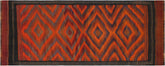 4x10 hand woven Turkish Kilim wool runner rug in rust and brown - Rustic Vintage Turkish Sari