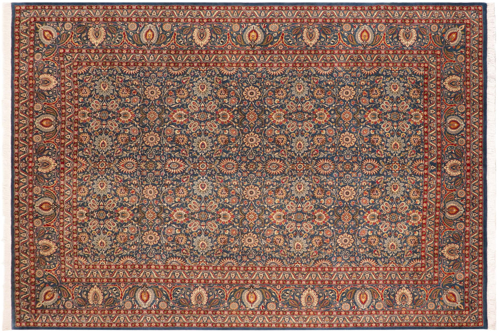 handmade Transitional New Asif Blue Red Hand Knotted RECTANGLE 100% WOOL area rug 10x14