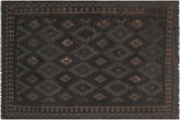 6x10 hand woven Turkish Flat Weave Kilim wool rug in blue and brown - Modern Turkish Loma