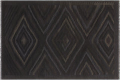 handmade Modern Kilim Black Blue Hand-Woven RECTANGLE 100% WOOL area rug 6' x 8'