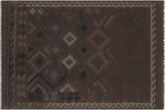 6x10 hand woven Turkish Flat Weave Kilim wool rug in brown and blue - Chic Turkish Shenita