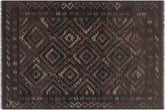 5x8 hand woven Turkish Flat Weave Kilim wool rug in black and brown - Chic Turkish Hollie