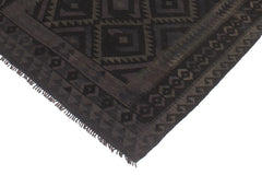 handmade Modern Kilim Black Blue Hand-Woven RECTANGLE 100% WOOL area rug 5x6