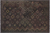 handmade Modern Kilim Purple Green Hand-Woven RECTANGLE 100% WOOL area rug 6' x 10'