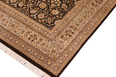 handmade Transitional Tabriz Charcoal Taupe Hand Knotted RECTANGLE 100% WOOL area rug 10x14